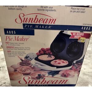 1993 Sunbeam Oster Mini Pie Maker Model 4805 Box Recipes‎ Pie Rings